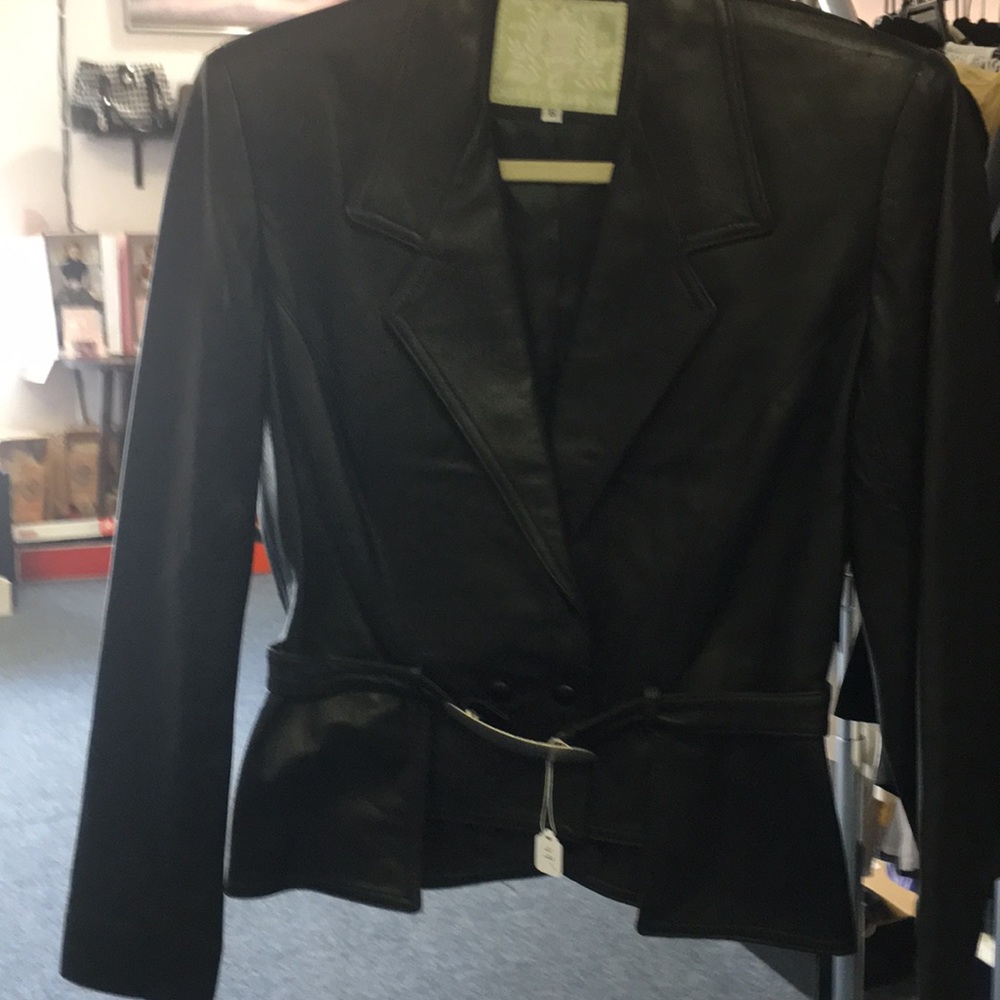 Charles Chang-Lama  black leather jacket